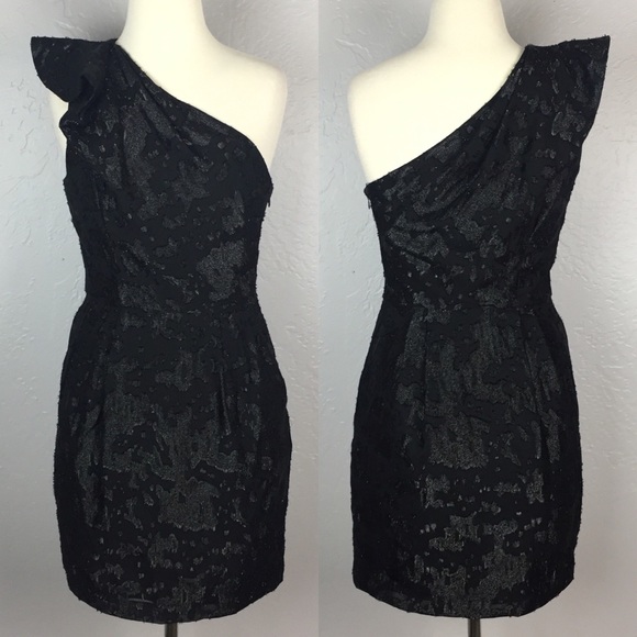BCBG Dresses & Skirts - BCBG Black One Shoulder Shimmer Cocktail Dress